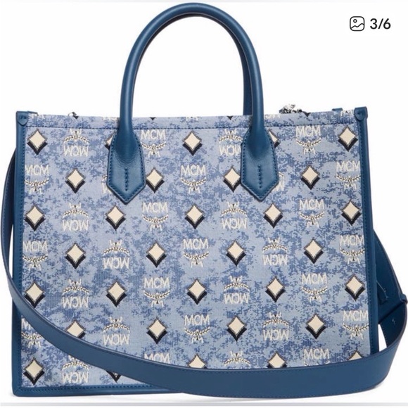 MCM Medium Munchen Tote in Denim Visetos - Picture 2 of 11